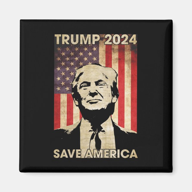 Trump 2024 Save America American Flag Election Gif Magnet (Front)