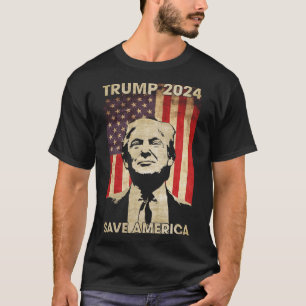Trump 2024 Save America American Flag Election Gif T-Shirt