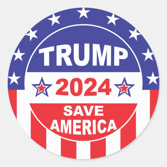 TRUMP 2024 SAVE AMERICA CLASSIC ROUND STICKER (Front)
