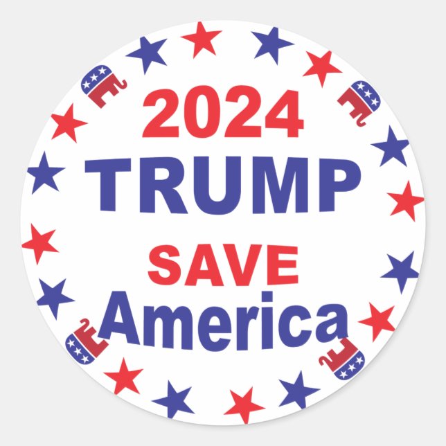 TRUMP 2024 SAVE AMERICA CLASSIC ROUND STICKER (Front)