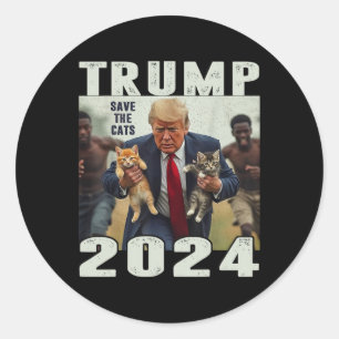 Trump 2024 Save The Cats Saying Debate  Classic Round Sticker