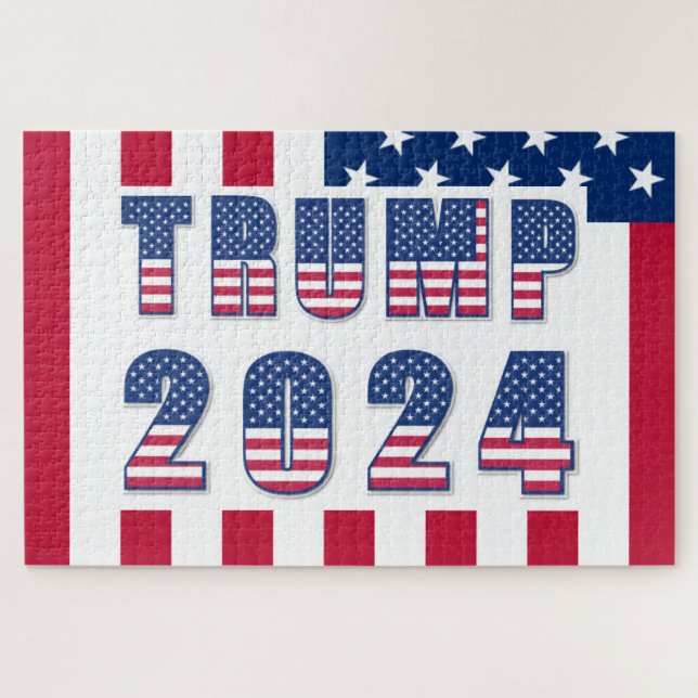 Trump 2024 Stars and Stripes Jigsaw Puzzle (Horizontal)
