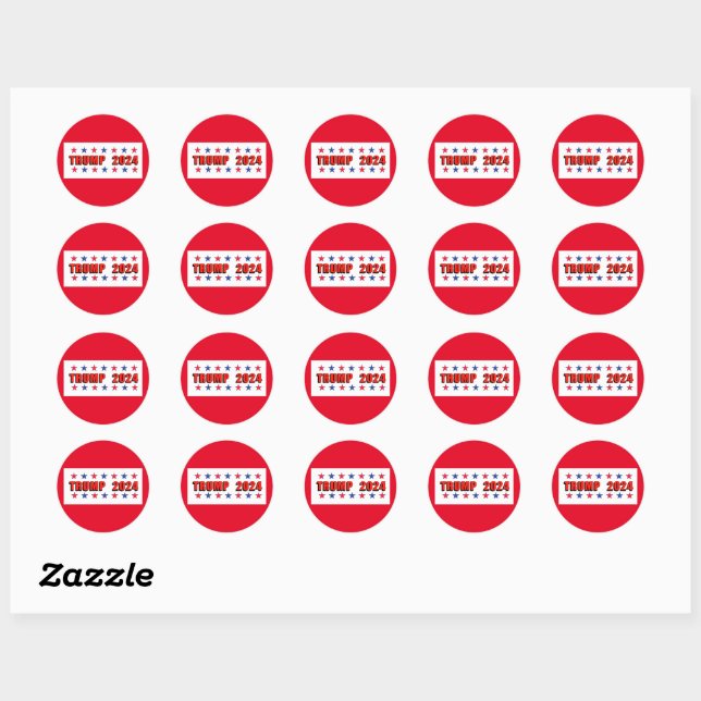 Trump 2024 Stars Classic Round Stickers (Sheet)