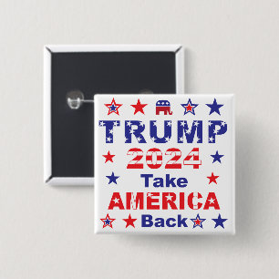 TRUMP 2024 Take AMERICA Back 15 Cm Square Badge