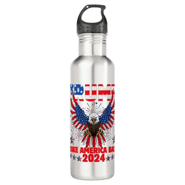 Trump 2024 Take America Back American Flag Trump 2 710 Ml Water Bottle (Front)