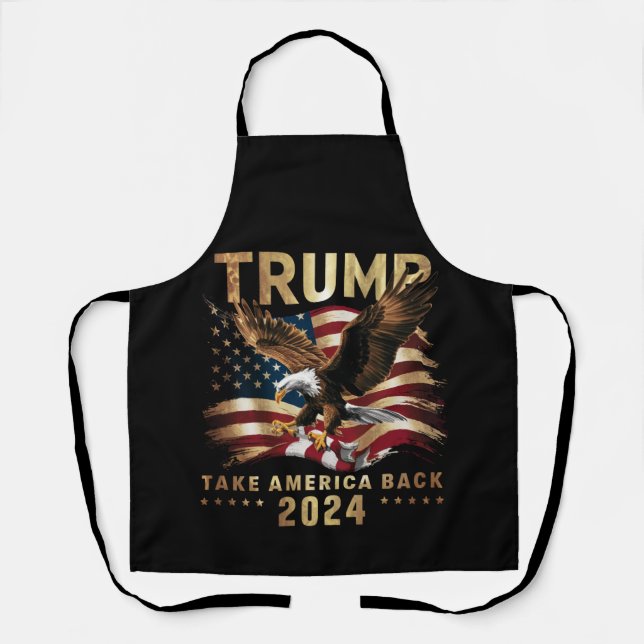 Trump 2024 Take America Back American Flag Trump 2 Apron (Front)