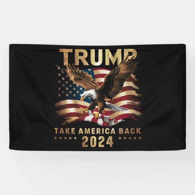Trump 2024 Take America Back American Flag Trump 2 Banner (Horizontal)