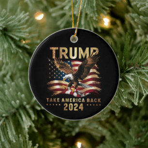 Trump 2024 Take America Back American Flag Trump 2 Ceramic Tree Decoration