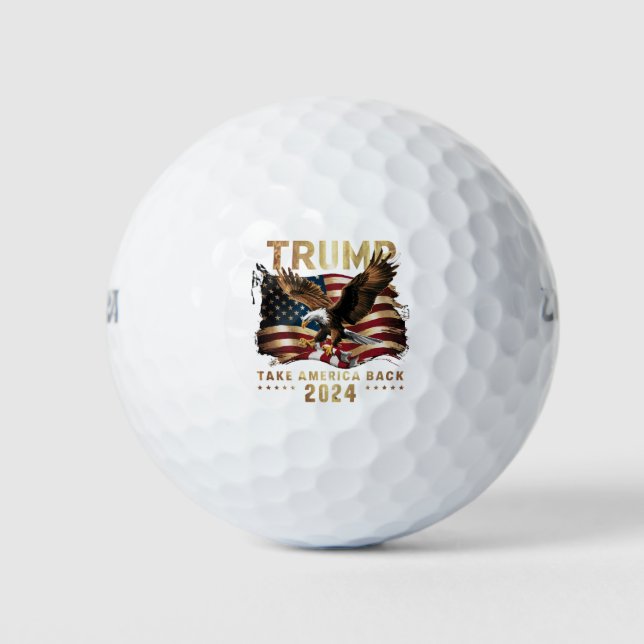 Trump 2024 Take America Back American Flag Trump 2 Golf Balls (Front)