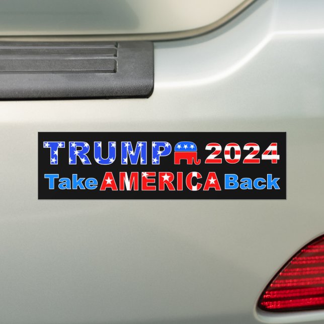 TRUMP 2024 Take AMERICA Back Bumper Sticker (On Car)