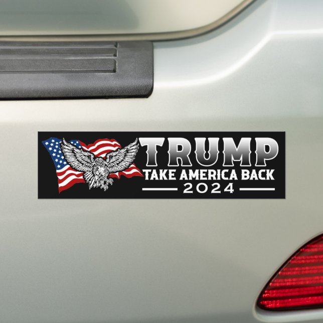 Trump 2024 Take America Back Bumper Sticker (On Car)