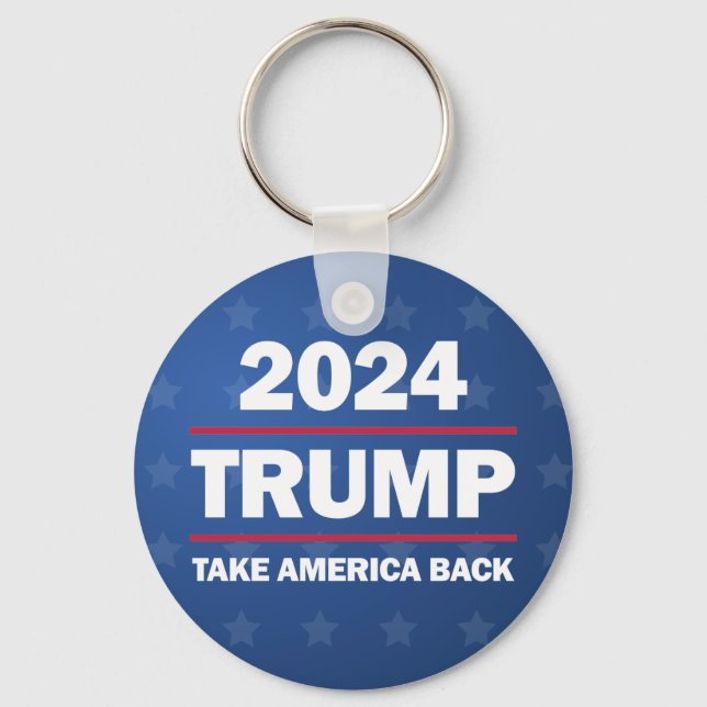 Trump 2024 Take America Back Button Key Ring (Front)