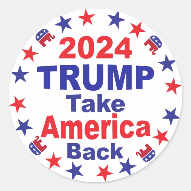 TRUMP 2024 Take America Back Classic Round Sticker (Front)
