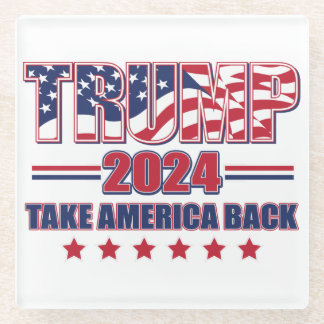 Trump 2024 Take America Back Glass Coaster