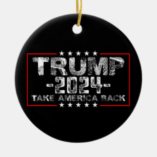 Trump 2024 Take America Back Politics Vintage Ceramic Tree Decoration
