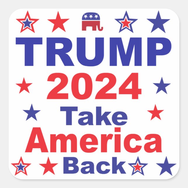 TRUMP 2024 Take America Back Square Sticker (Front)