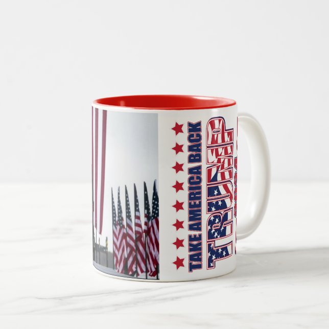 Trump 2024 Take America Back Two-Tone Coffee Mug (Front Right)