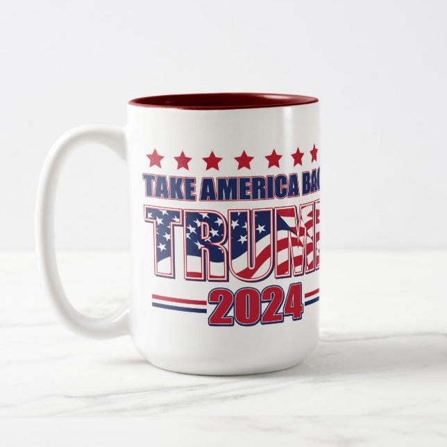 Trump 2024 Take America Back Two-Tone Coffee Mug (Left)
