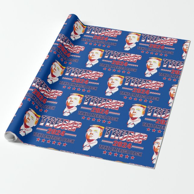 Trump 2024 Take America Back Wrapping Paper (Unrolled)