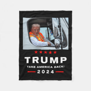 Trump 2024 Take America Byck Trump Rides In Garge  Fleece Blanket