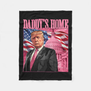 Trump 2024 Take America Ck Daddy's Home Trump Pink Fleece Blanket