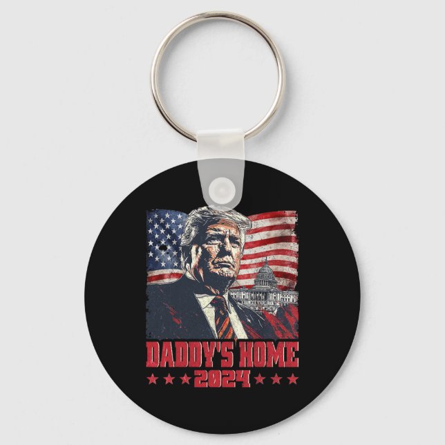 Trump 2024 Take America Ck Daddy's Home Trump Pink Key Ring (Front)