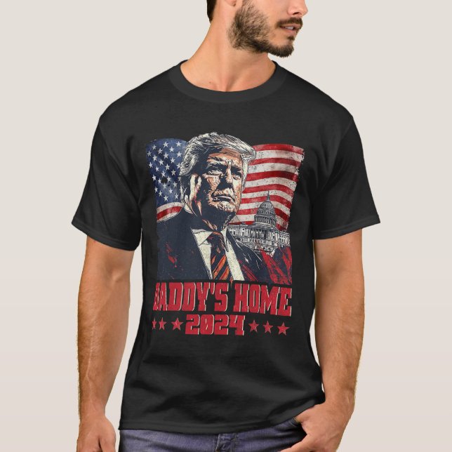 Trump 2024 Take America Ck Daddy's Home Trump Pink T-Shirt (Front)