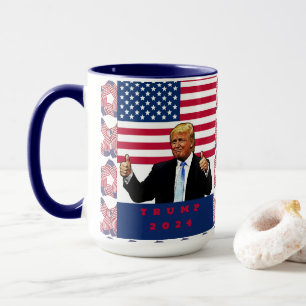 Trump 2024 Thumbs Up American Flag Mug
