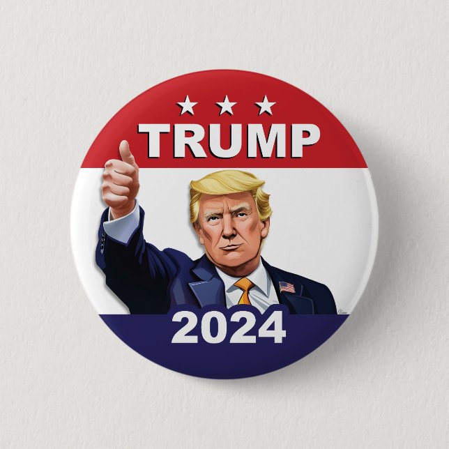 TRUMP 2024 Thumb's Up Campaign Election Art Button (Front)
