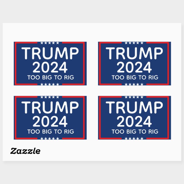Trump 2024 Too Big To Rig Rectangular Sticker (Sheet)
