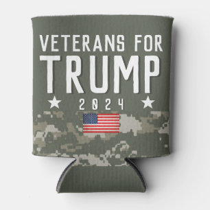 Trump 2024 Veterans for Trump Camo Can Cooler