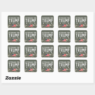 Trump 2024 Veterans for Trump Camo Square Sticker
