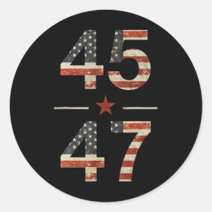 Trump 2024 Vintage 45 47 America Flag Shirt For Wo Classic Round Sticker