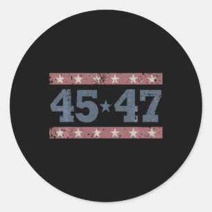 Trump 2024 Vintage 45 47 America Flag Shirt For Wo Classic Round Sticker