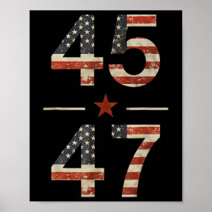 Trump 2024 Vintage 45 47 America Flag Shirt For Wo Poster