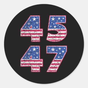 Trump 2024 Vintage 45 47 America Flag Tee For Wome Classic Round Sticker