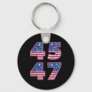 Trump 2024 Vintage 45 47 America Flag Tee For Wome Key Ring