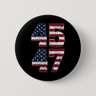 Trump 2024 Vintage 45 47 Stand With American Flag 6 Cm Round Badge