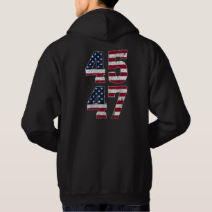 Trump 2024 Vintage 45 47 Stand With American Flag Hoodie