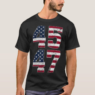 Trump 2024 Vintage 45 47 Stand With American Flag T-Shirt