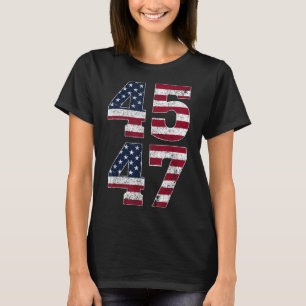 Trump 2024 Vintage 45 47 Stand With American Flag T-Shirt