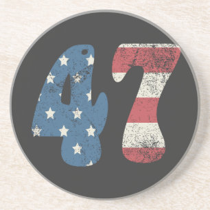 Trump 2024 Vintage Patriotic American Flag 47 Coaster