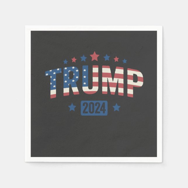 Trump 2024 Vintage Patriotic American Flag Gift  Napkin (Front)