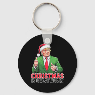 Trump 2024 Vintage Santa Christmas Daddys Home Xma Key Ring