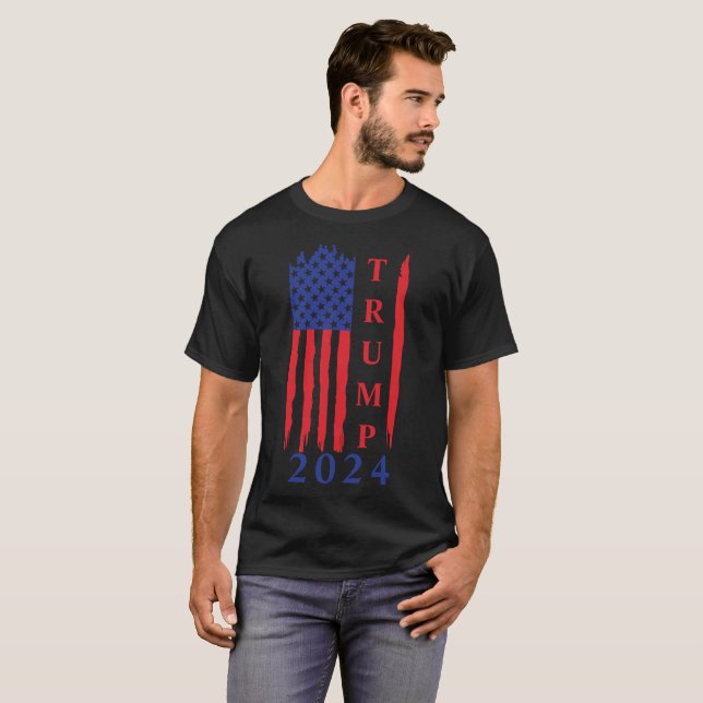 Trump 2024 Vintage US Flag Patriotic T-Shirt (Front Full)