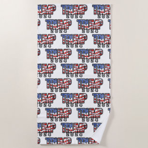 Trump 2024 Waving Flag Beach Towel