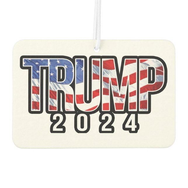 Trump 2024 Waving Flag Car Air Freshener (Back)