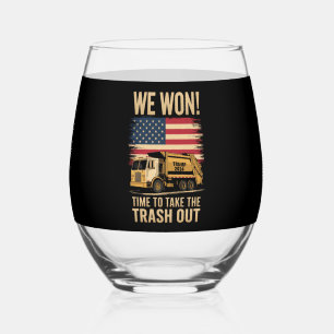 Trump 2024 We Won Wins Victory Inauguration 2025  Stemless Wine Glass
