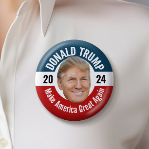 Trump 2024 with Photo - Floating Head Design 6 Cm Round Badge