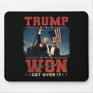 Trump 2024 Won Get Over It Uni-adults - Black - Sm Mouse Mat